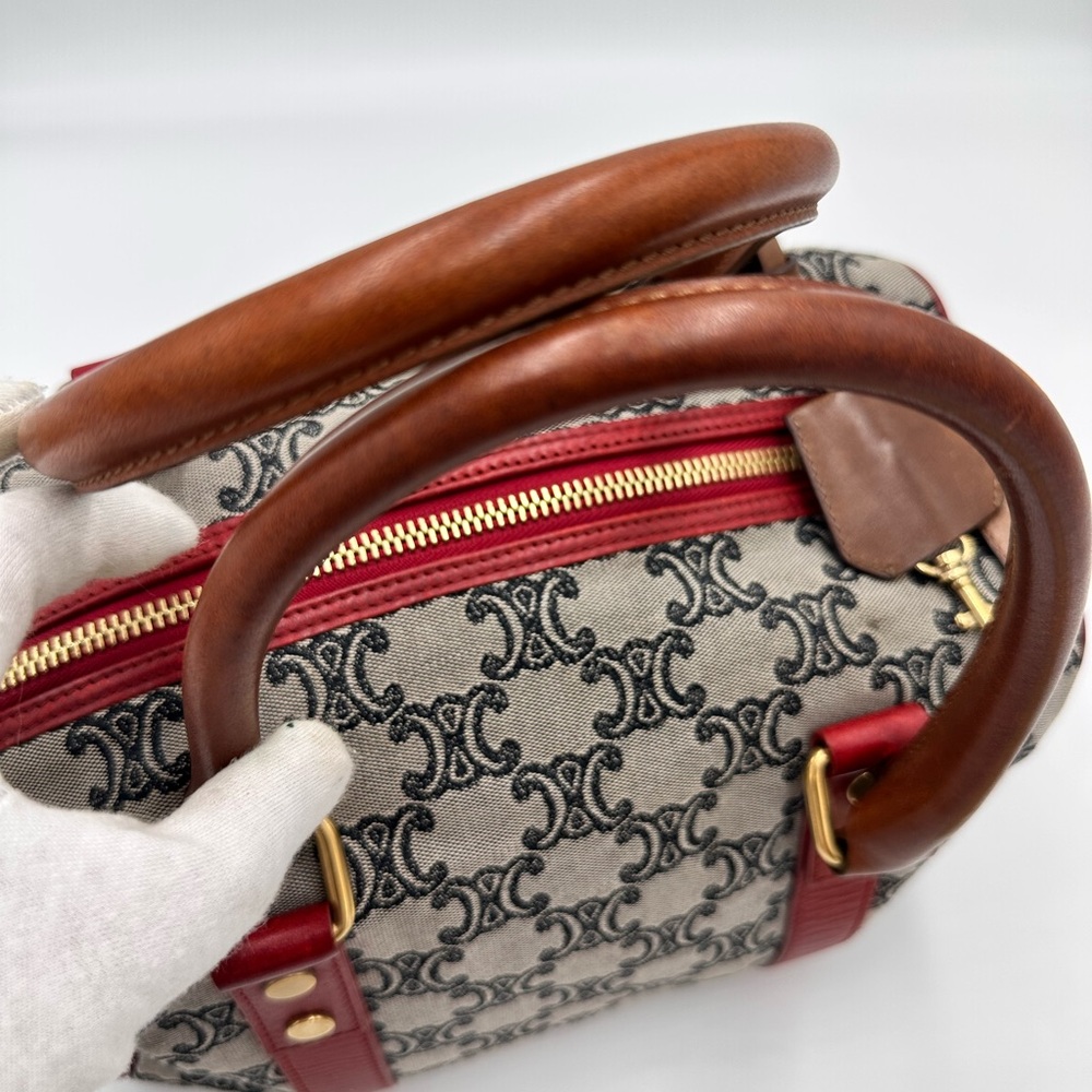 CELINE Handbag Mini Boston Bag Triomphe Canvas and Leather - Picture 8 of 14